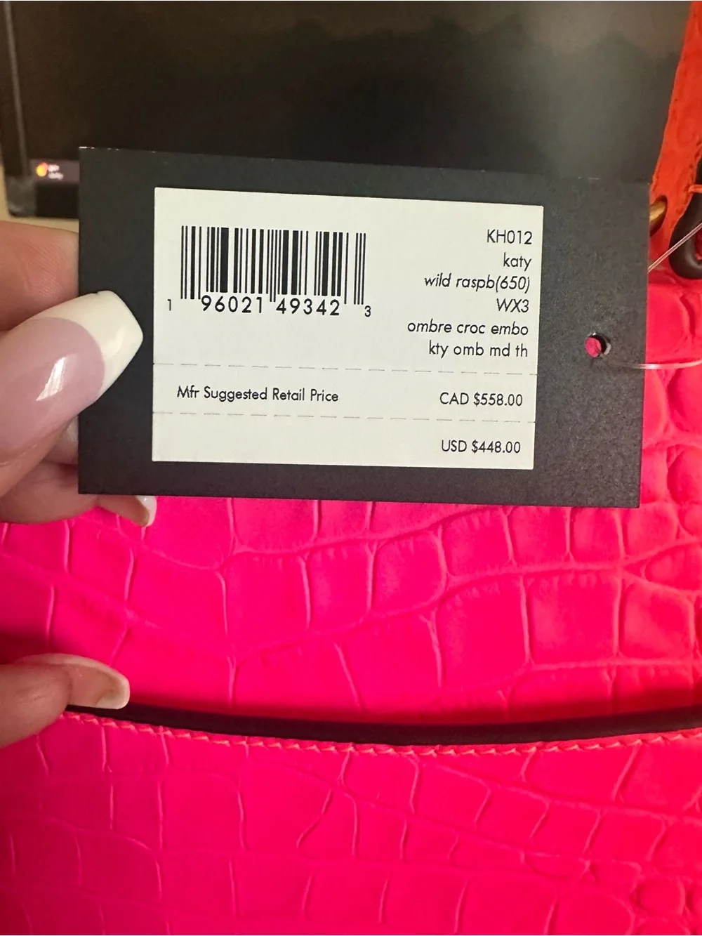 kate spade Hot Pink Croc-Embossed Top Handle Satchel with Gold Hardware